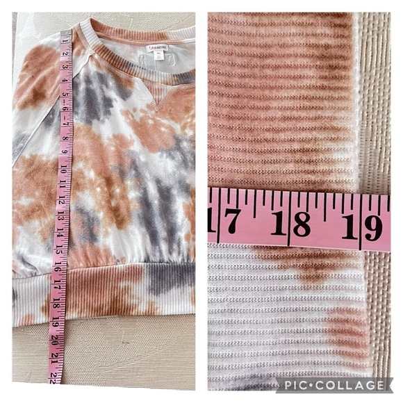 Flirtitude Active Tie Dye Pullover Crop Top Long Sleeves Reverse Seam Detail New - Picture 9 of 16